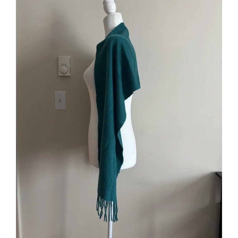Amicale Cashmere Scarf Teal Green Seafoam Fringe Quiet Luxury Boho Casual Winter